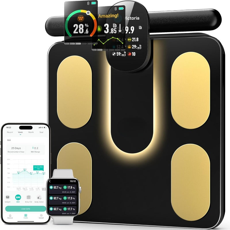 Premium Smart Body Composition Scale 8 Electrode Body Fat Analyzer Digital Weight Scale Bluetooth App Sync Fitness Tracker 180kg Home Use Device