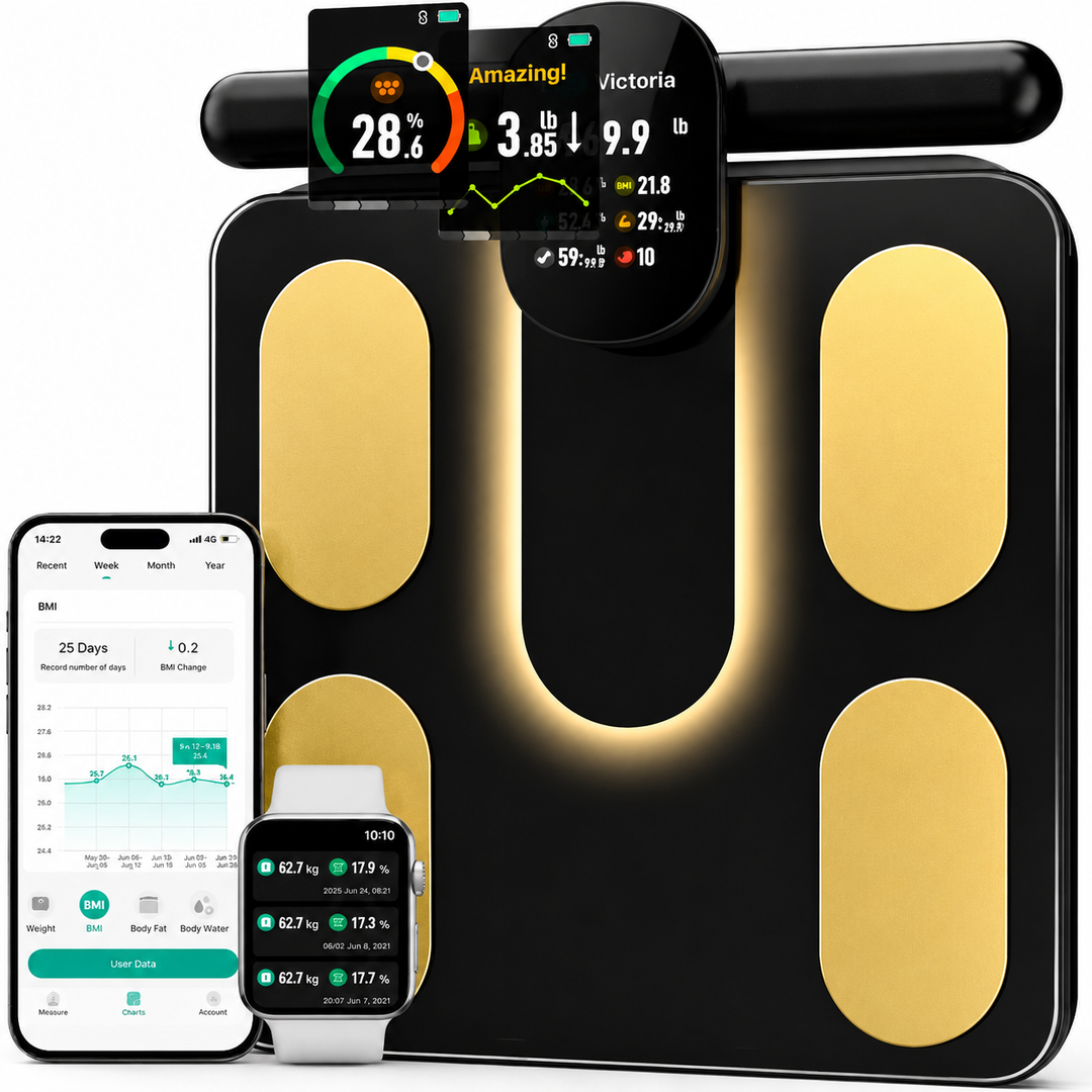 Premium Smart Body Composition Scale 8 Electrode Body Fat Analyzer Digital Weight Scale Bluetooth App Sync Fitness Tracker 180kg Home Use Device