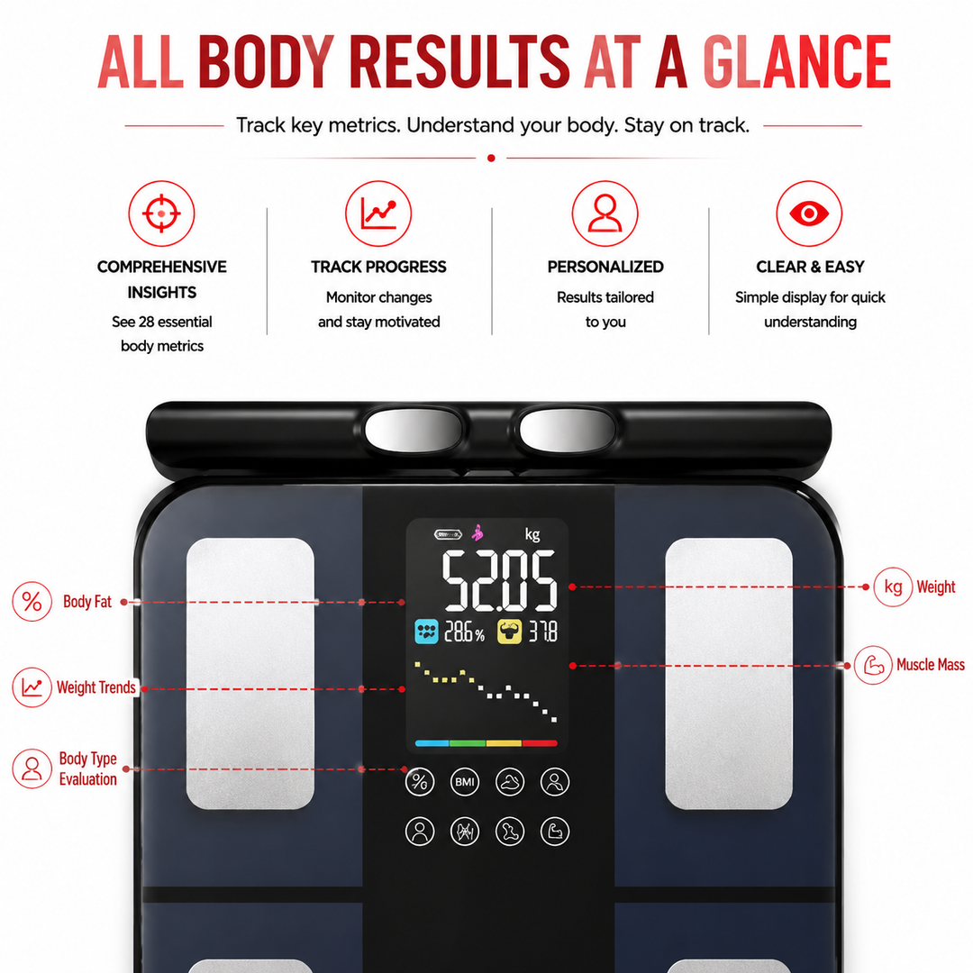 Premium Smart Body Composition Scale 8-Electrode Digital Body Fat Scale BMI Muscle Mass Visceral Fat App Tracking Handle Home Health Monitor Bluetooth