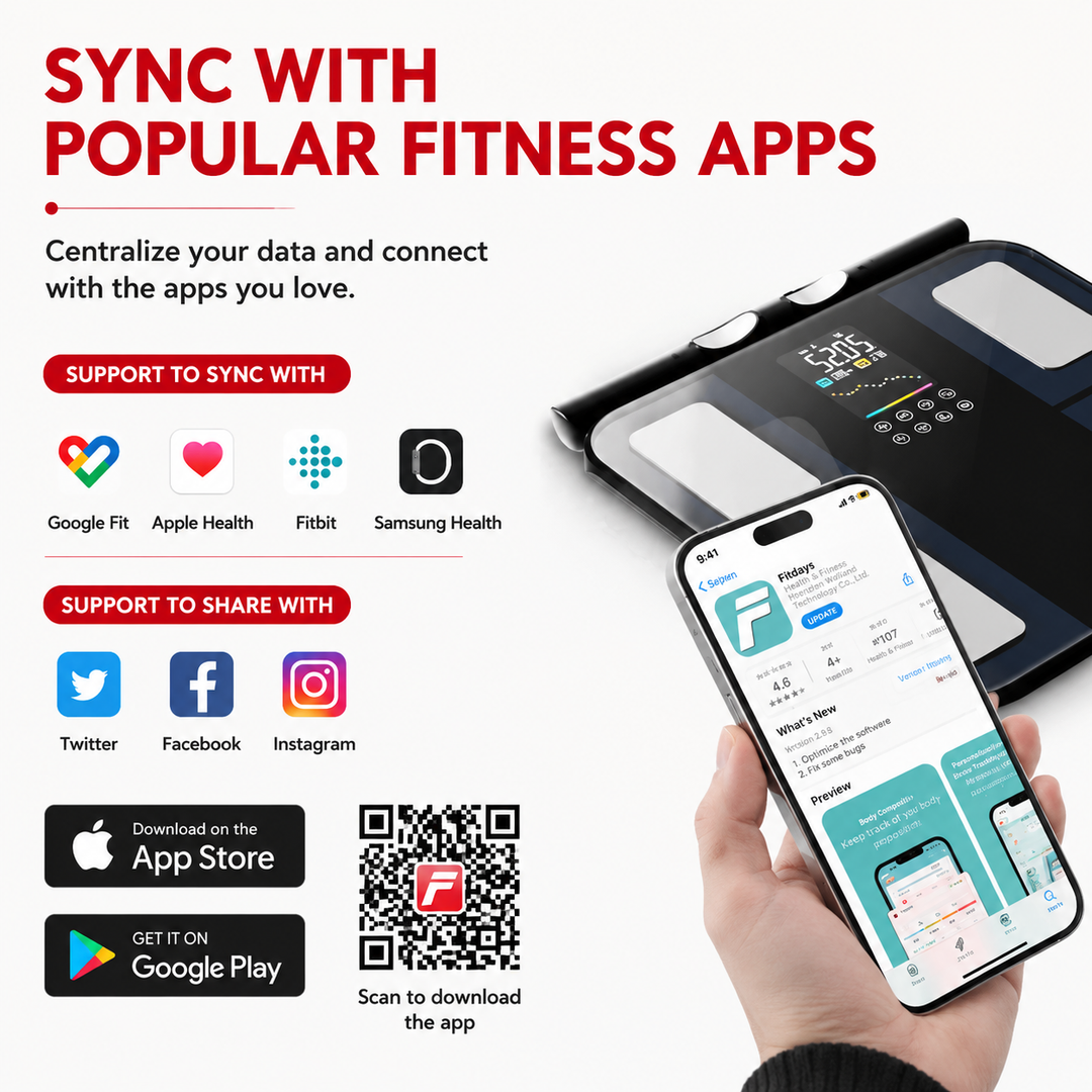Premium Smart Body Composition Scale 8-Electrode Digital Body Fat Scale BMI Muscle Mass Visceral Fat App Tracking Handle Home Health Monitor Bluetooth