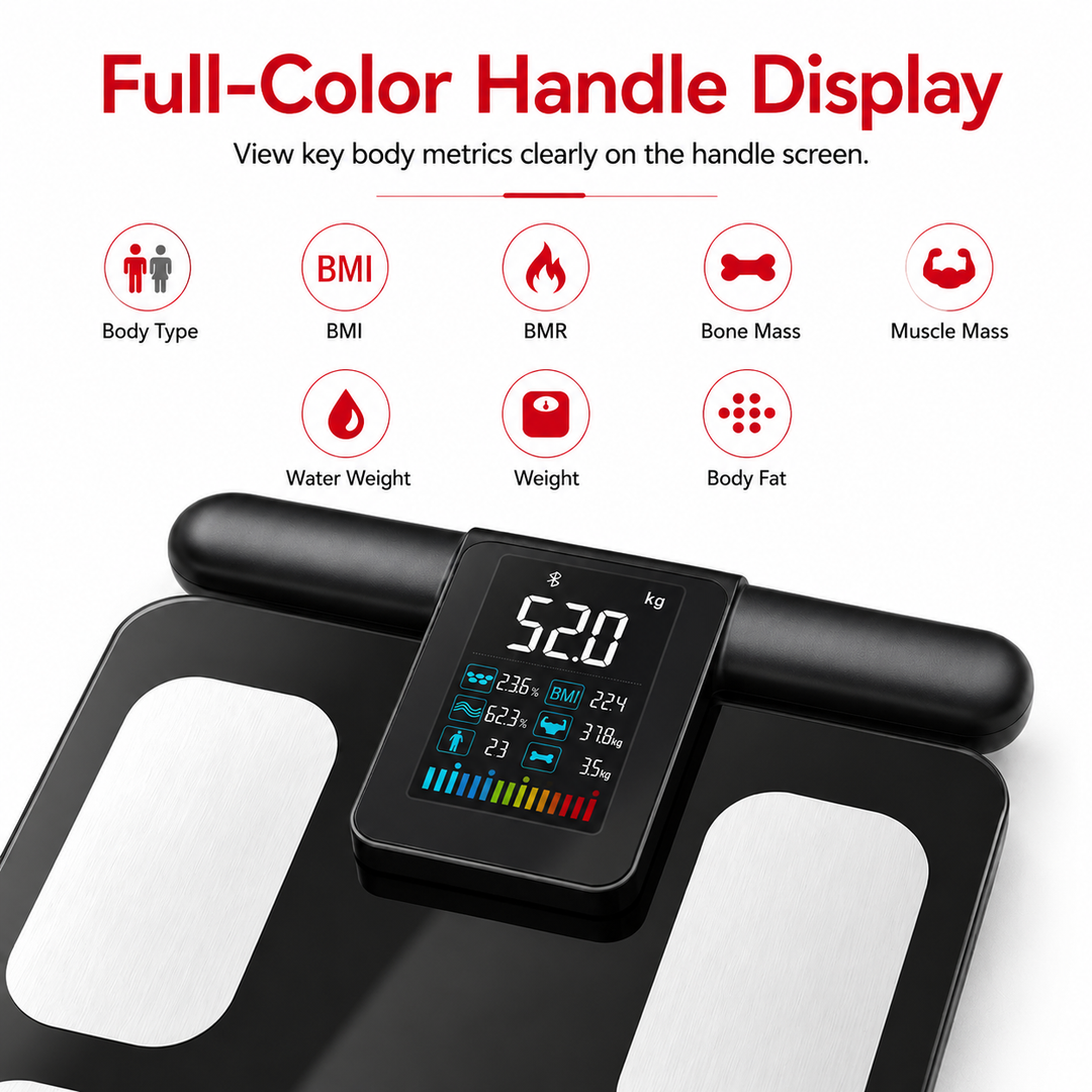 Premium Smart Body Composition Scale 8 Electrode Digital Weight Scale Bluetooth App Sync Body Fat Muscle Water BMI Tracker 180kg LCD Multi User