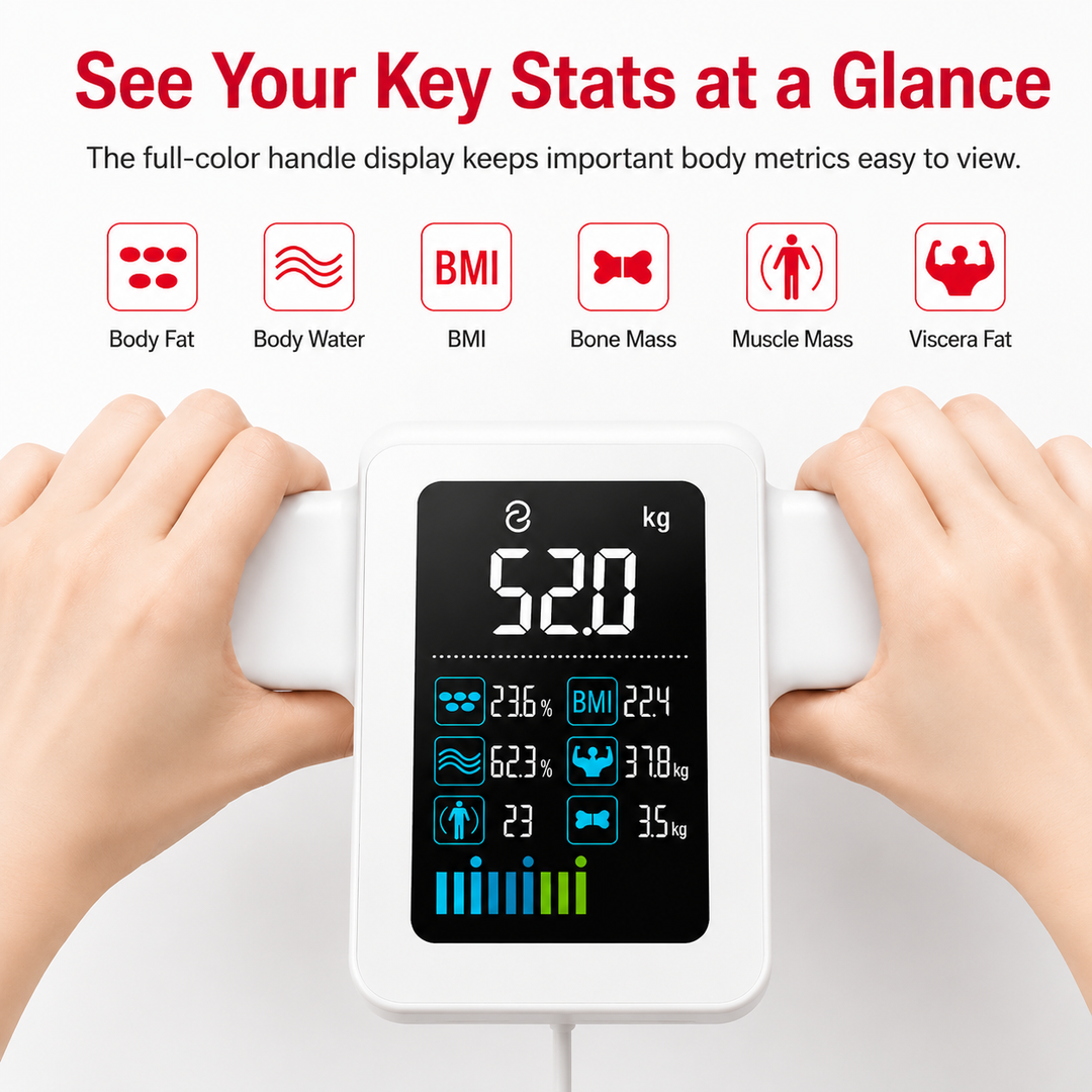 Premium Smart Body Composition Scale 8 Electrode Digital Weight Scale Bluetooth App Sync Body Fat Muscle Water BMI Tracker 180kg LCD Multi User