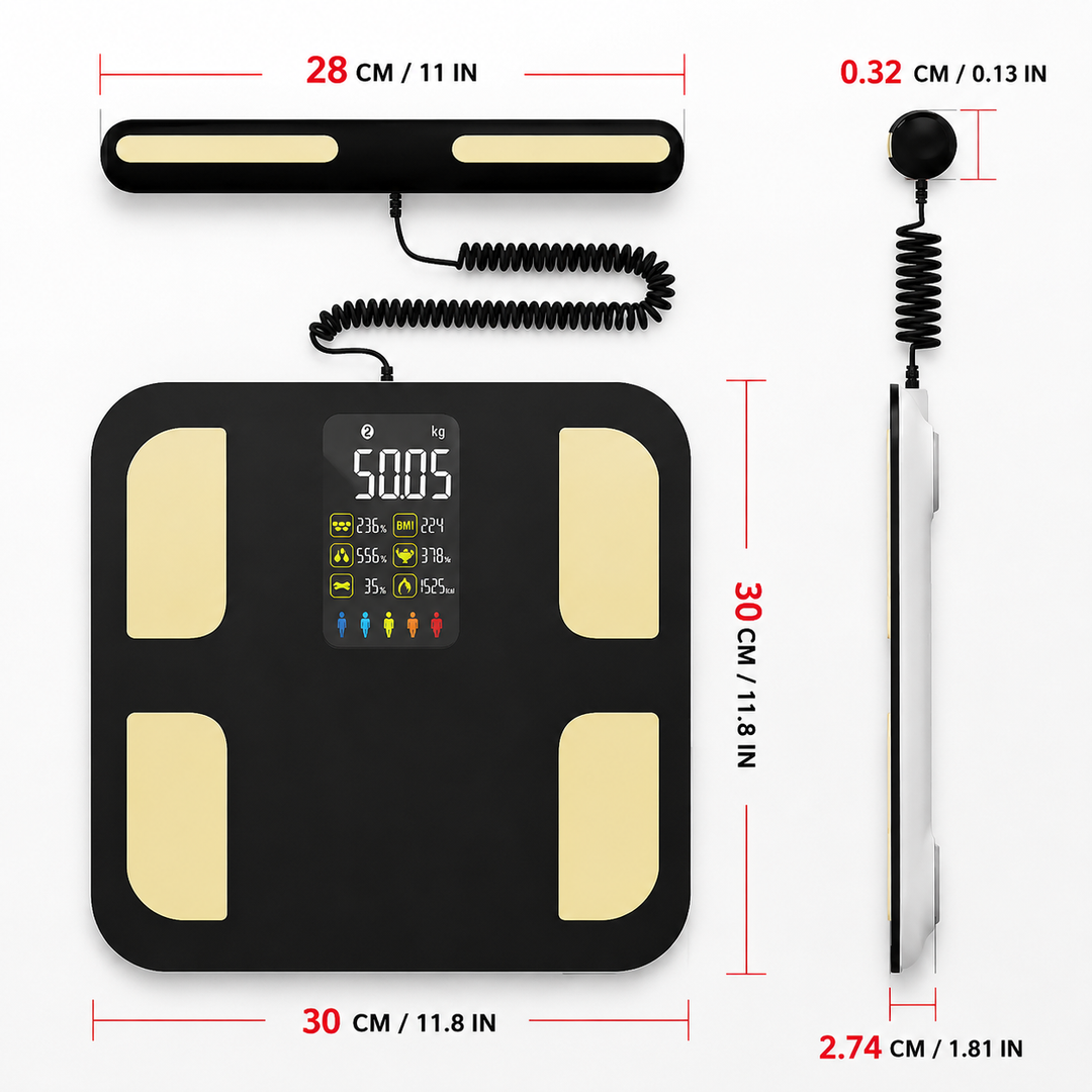 Premium Smart Body Composition Scale Digital Bioimpedance Body Fat Weight BMI Muscle Water Health Analyzer Bluetooth App High Precision Home Use Scale