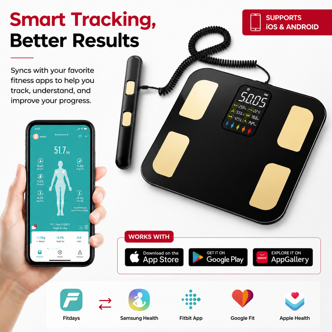 Premium Smart Body Composition Scale Digital Bioimpedance Body Fat Weight BMI Muscle Water Health Analyzer Bluetooth App High Precision Home Use Scale