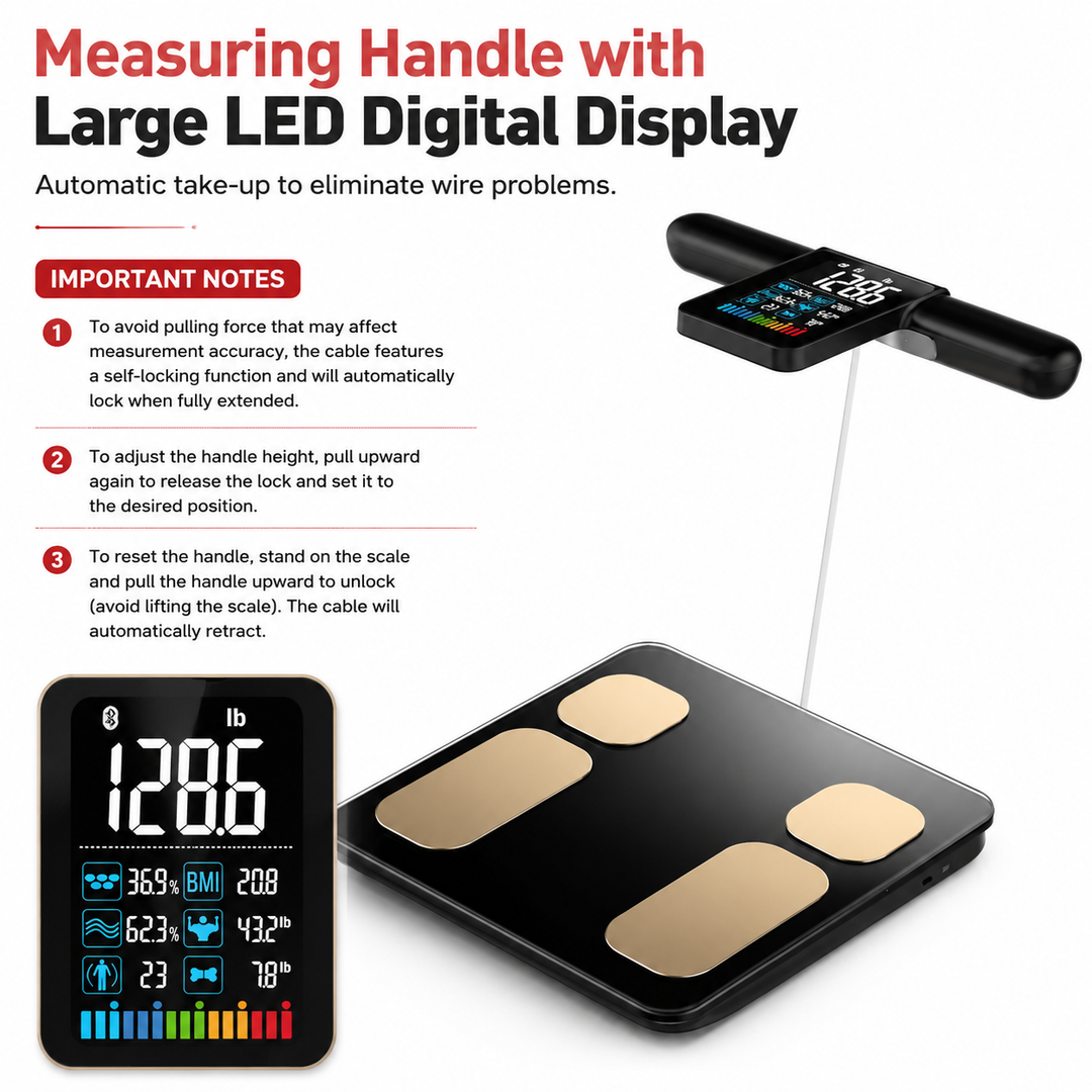 Premium Smart Body Composition Scale Digital Bioimpedance Body Fat Weight BMI Muscle Water Health Analyzer Bluetooth App High Precision Home Use Scale