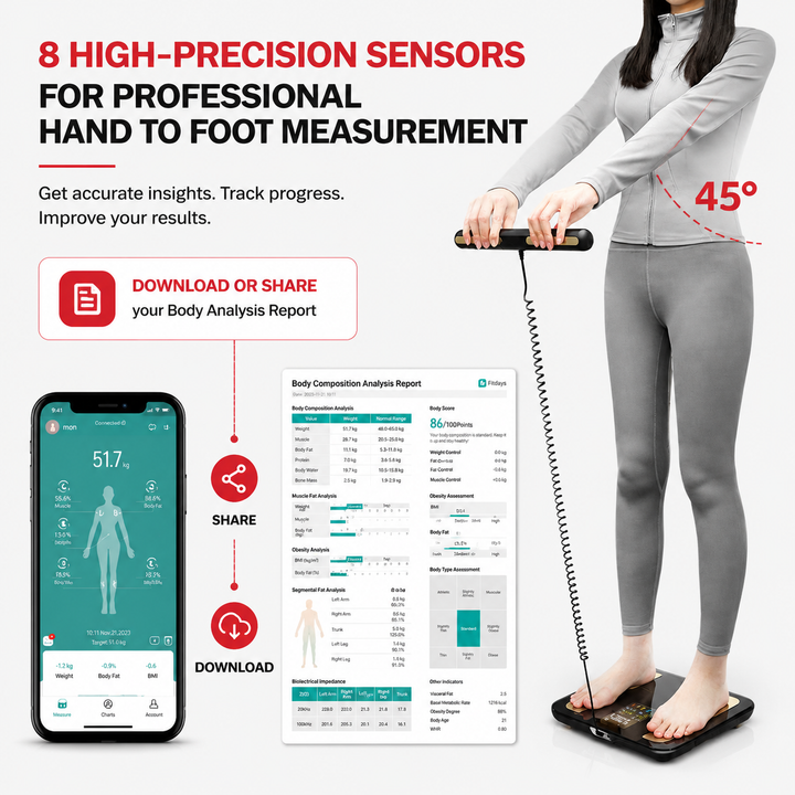 Premium Smart Body Composition Scale Digital Bioimpedance Body Fat Weight BMI Muscle Water Health Analyzer Bluetooth App High Precision Home Use Scale