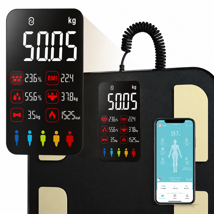 Premium Smart Body Composition Scale Digital Bioimpedance Body Fat Weight BMI Muscle Water Health Analyzer Bluetooth App High Precision Home Use Scale
