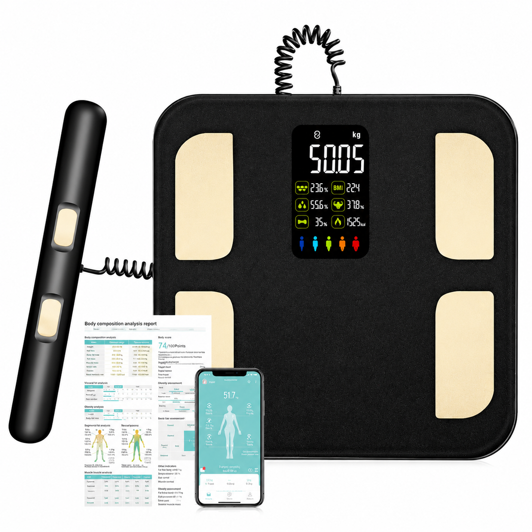 Premium Smart Body Composition Scale Digital Bioimpedance Body Fat Weight BMI Muscle Water Health Analyzer Bluetooth App High Precision Home Use Scale