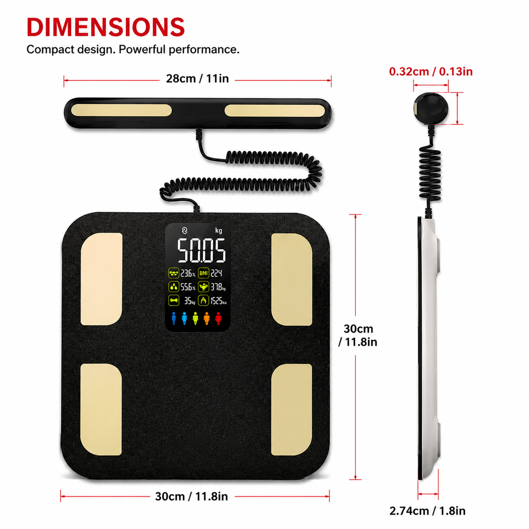 Premium Smart Body Composition Scale Digital Body Fat Weight BMI Muscle Mass Water Tracking Bluetooth Bioimpedance Health Analyzer Precision Scale