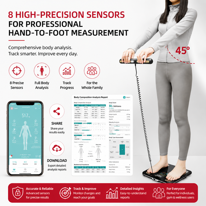 Premium Smart Body Composition Scale Digital Body Fat Weight BMI Muscle Mass Water Tracking Bluetooth Bioimpedance Health Analyzer Precision Scale