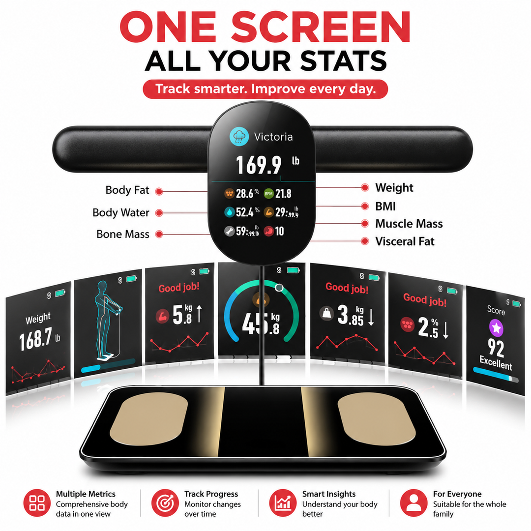 Premium Smart Body Composition Scale Digital Body Fat Weight BMI Muscle Mass Water Tracking Bluetooth Bioimpedance Health Analyzer Precision Scale