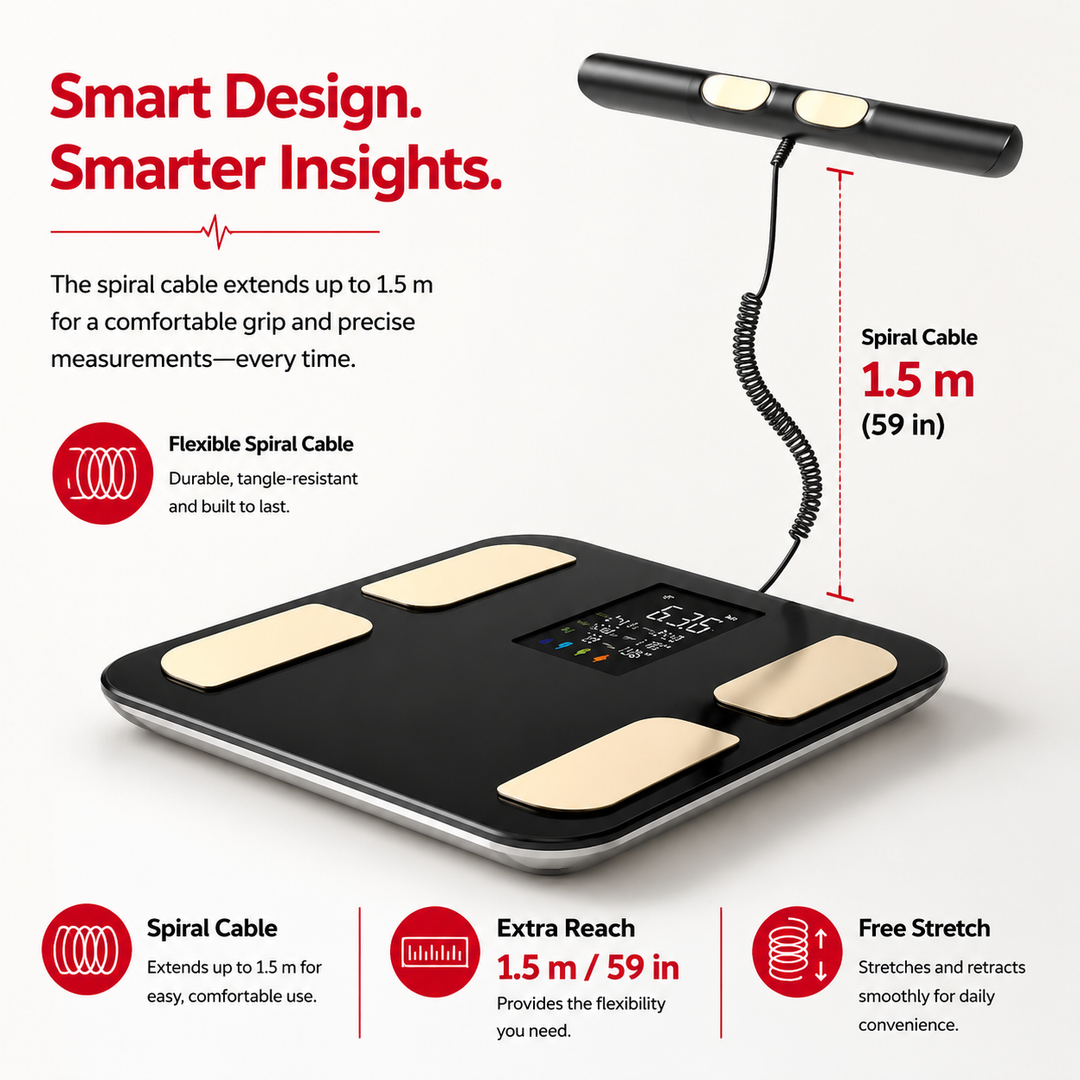 Premium Smart Body Composition Scale with Handle 400 lb Capacity 8 Electrode Segmental Fat Muscle Analyzer Bluetooth App Sync Full Body Composition Monitor