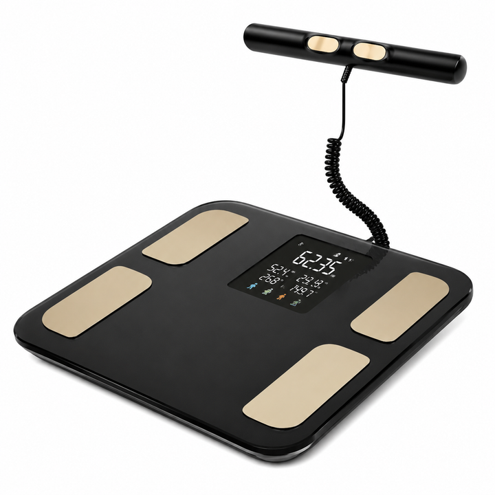 Premium Smart Body Composition Scale with Handle 400 lb Capacity 8 Electrode Segmental Fat Muscle Analyzer Bluetooth App Sync Full Body Composition Monitor