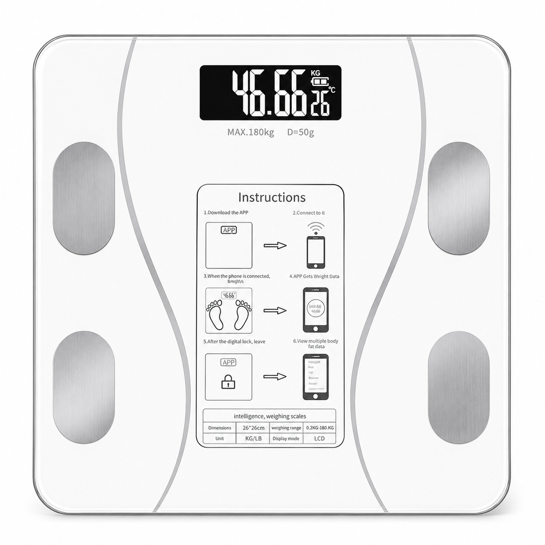Premium Smart Body Fat Scale Bluetooth Digital Bathroom Scale LED Display Body Composition Analyzer BMI Weight Fat Muscle Water Bone Mass Tracking Smart Health Scale