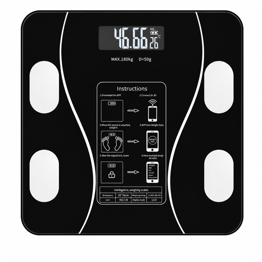 Premium Smart Body Fat Scale Bluetooth Digital Bathroom Scale LED Display Body Composition Analyzer BMI Weight Fat Muscle Water Bone Mass Tracking Smart Health Scale