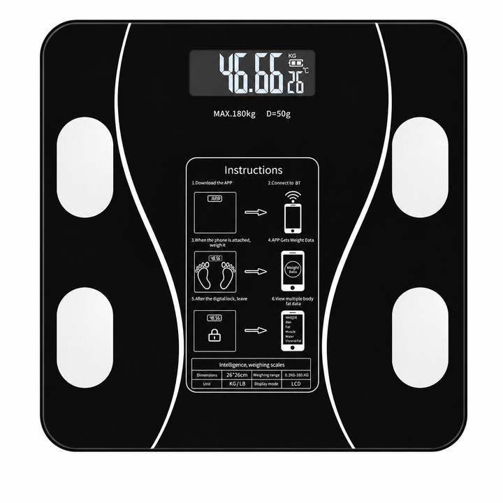 Premium Smart Body Fat Scale Bluetooth Digital Bathroom Scale LED Display Body Composition Analyzer BMI Weight Fat Muscle Water Bone Mass Tracking Smart Health Scale