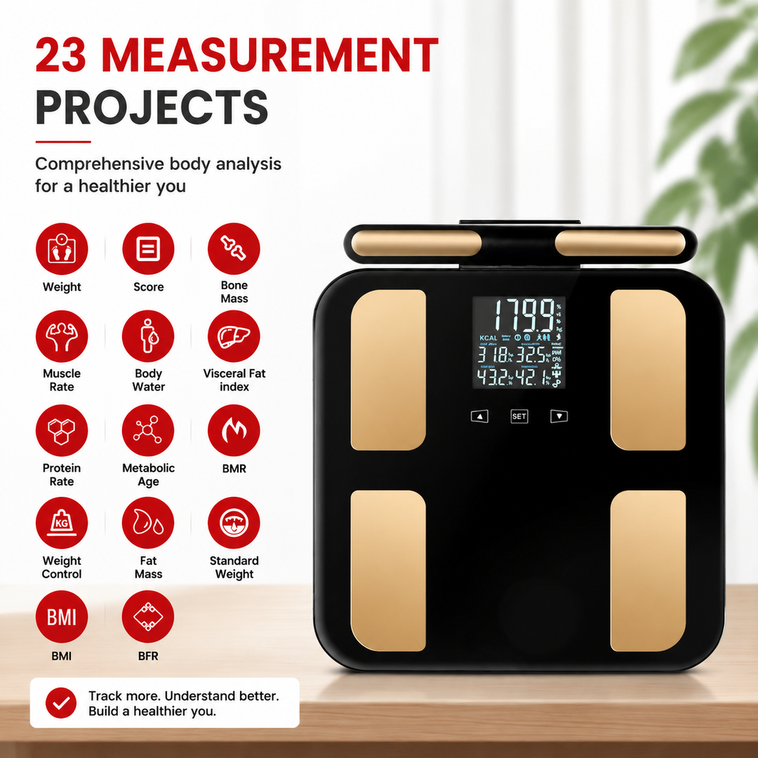 Premium Smart Body Fat Scale Digital Body Composition Scale Bluetooth BMI Tracker 180kg High Precision App Sync Rechargeable AAA Home Fitness Device