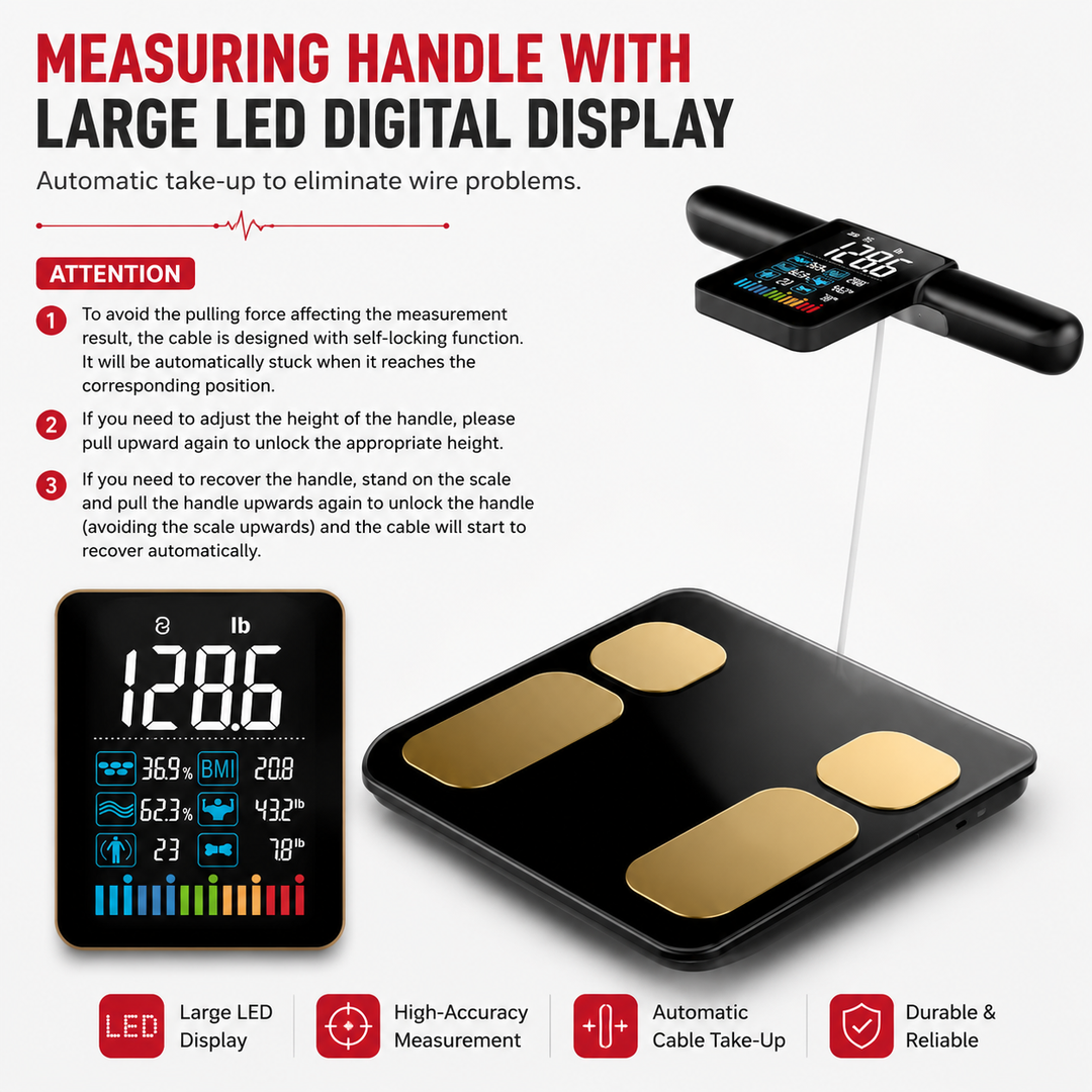 Premium Smart Body Fat Scale Digital Body Composition Scale Bluetooth BMI Tracker 180kg High Precision App Sync Rechargeable AAA Home Fitness Device