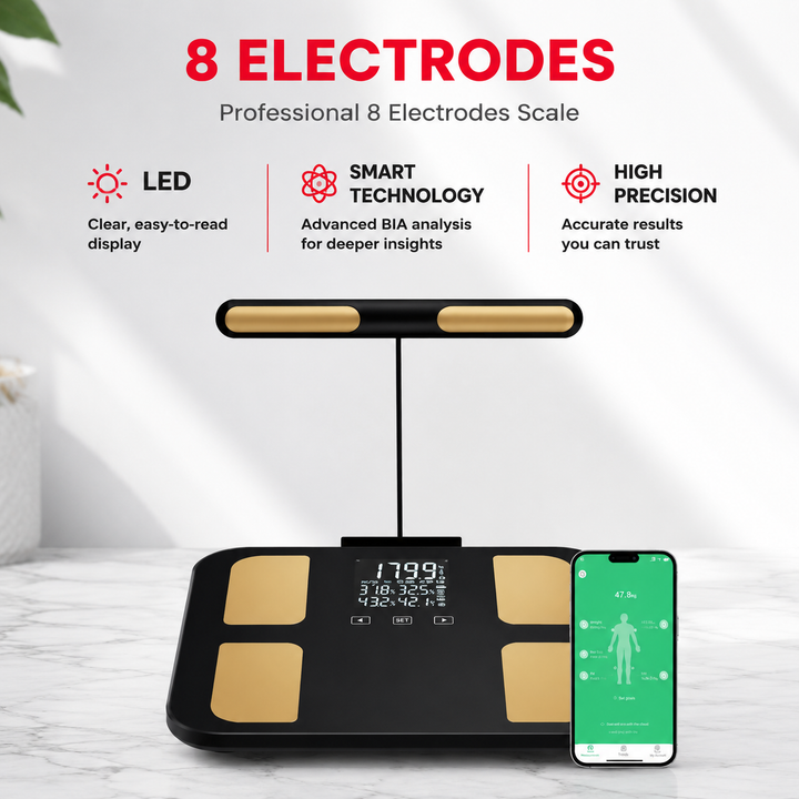 Premium Smart Body Fat Scale Digital Body Composition Scale Bluetooth BMI Tracker 180kg High Precision App Sync Rechargeable AAA Home Fitness Device