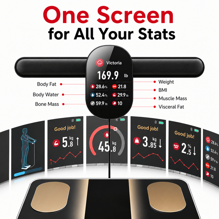 Premium Smart Body Fat Scale Digital Body Composition Scale Bluetooth BMI Tracker 180kg High Precision App Sync Rechargeable AAA Home Fitness Device