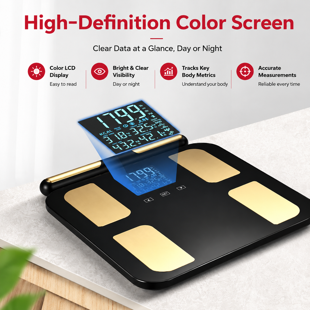 Premium Smart Body Fat Scale Digital Body Composition Scale Bluetooth BMI Tracker 180kg High Precision App Sync Rechargeable AAA Home Fitness Device