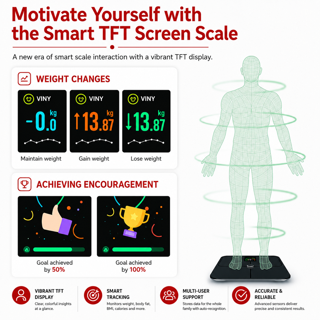 Premium Smart Body Fat Scale Digital Weight Scale Heart Rate Monitor TFT Display BMI Body Composition Analyzer Multi Language Health Tracker