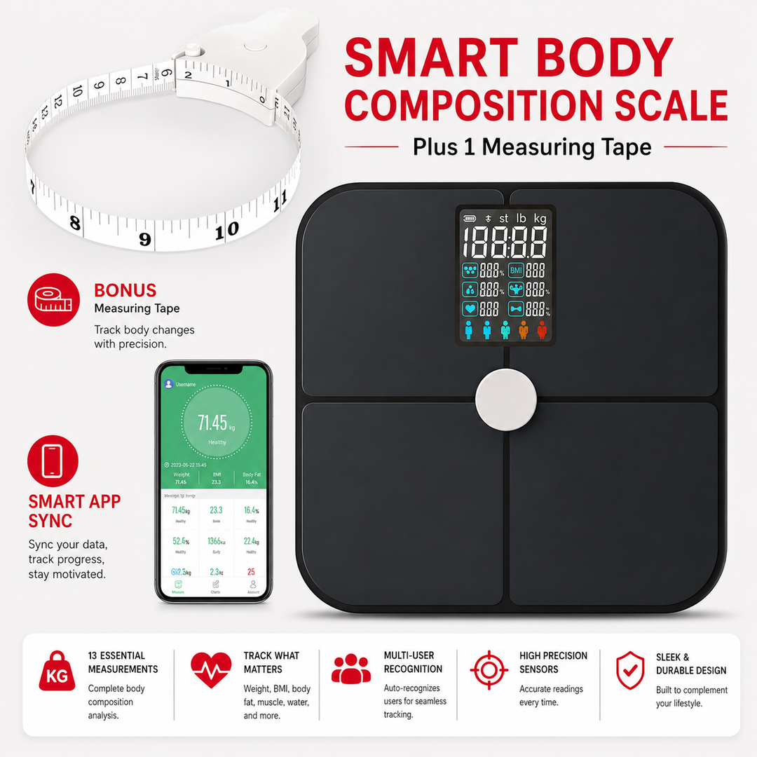 Premium Smart Body Fat Scale Digital Weight Scale Heart Rate Monitor TFT Display BMI Body Composition Analyzer Multi Language Health Tracker