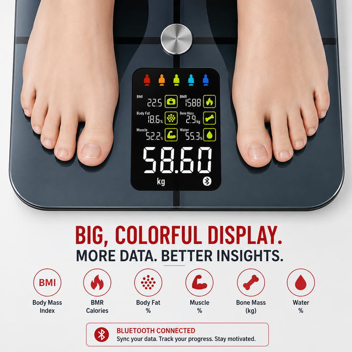 Premium Smart Body Fat Scale Digital Weight Scale Heart Rate Monitor TFT Display BMI Body Composition Analyzer Multi Language Health Tracker