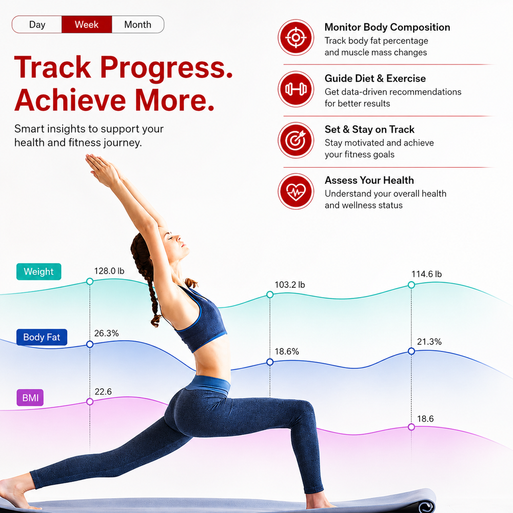 Premium Smart Body Fat Scale Digital Weight Scale Heart Rate Monitor TFT Display BMI Body Composition Analyzer Multi Language Health Tracker