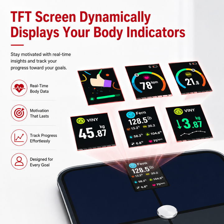 Premium Smart Body Fat Scale Digital Weight Scale Heart Rate Monitor TFT Display BMI Body Composition Analyzer Multi Language Health Tracker