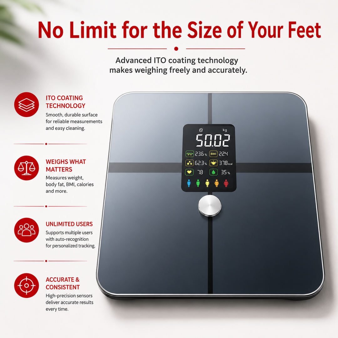 Premium Smart Body Fat Scale Digital Weight Scale Heart Rate Monitor TFT Display BMI Body Composition Analyzer Multi Language Health Tracker