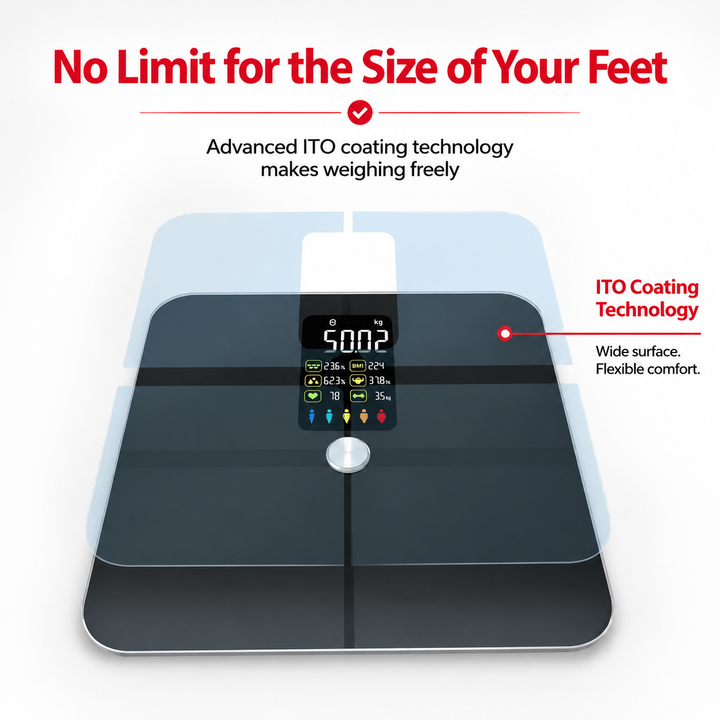 Premium Smart Body Fat Scale VA Display 15 Metrics Bluetooth Offline Mode 400 lb Capacity Heart Rate BMI Tracker Apple Google Fitbit Compatible Health