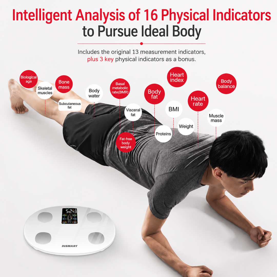 Premium Smart Body Weight Scale Bluetooth Digital LCD BMI Body Fat Muscle Mass Heart Rate Smart Fitness Tracker 180kg Capacity App Sync Multi User Scale