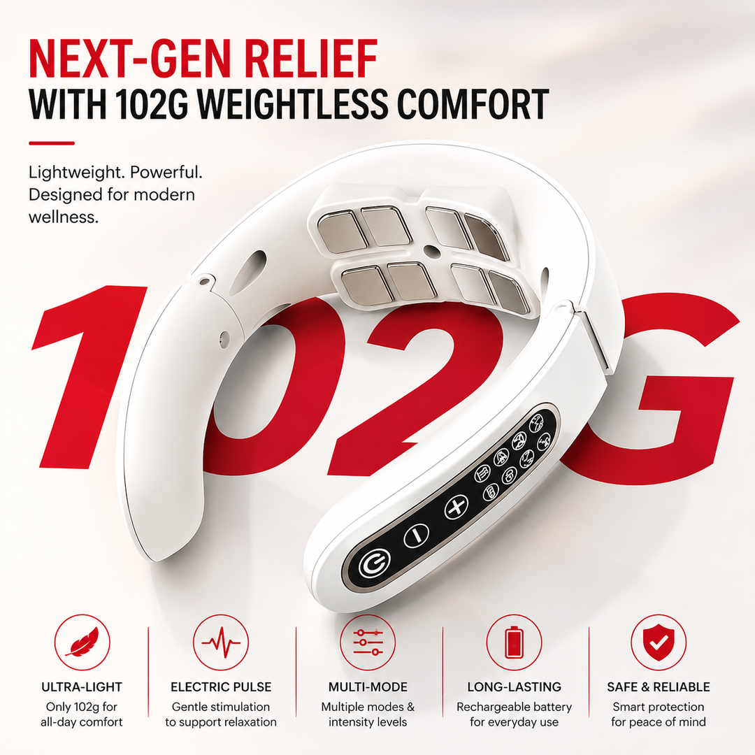 Premium Smart Cervical Neck Massager with Heat 8 Heads 15 Levels 6 Modes Wireless Neck Pain Relief Device Pulse Vibration Therapy Muscle Relaxation Portable Use