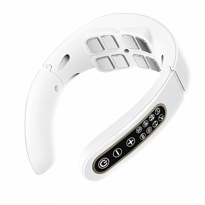 Premium Smart Cervical Neck Massager with Heat 8 Heads 15 Levels 6 Modes Wireless Neck Pain Relief Device Pulse Vibration Therapy Muscle Relaxation Portable Use