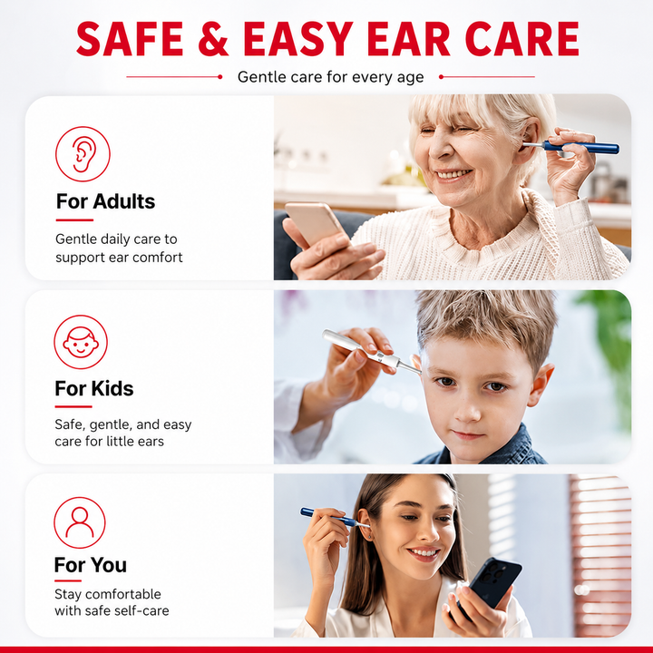 Premium Smart Ear Wax Removal Tool with Camera 12MP HD WiFi Otoscope LED Ear Cleaner for iPhone Android 3 in 1 Silicone Ear Pick Tweezers Kit