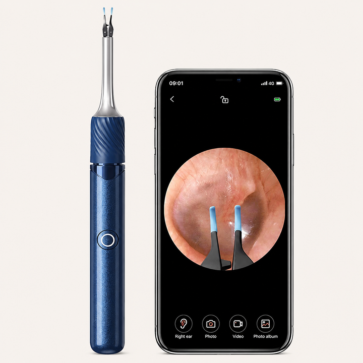 Premium Smart Ear Wax Removal Tool with Camera 12MP HD WiFi Otoscope LED Ear Cleaner for iPhone Android 3 in 1 Silicone Ear Pick Tweezers Kit