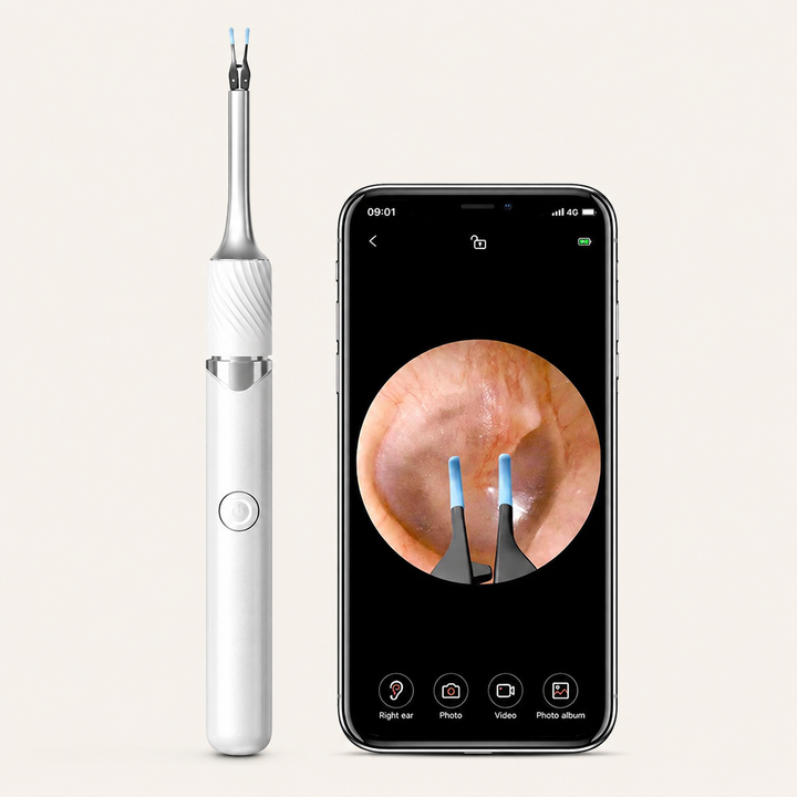 Premium Smart Ear Wax Removal Tool with Camera 12MP HD WiFi Otoscope LED Ear Cleaner for iPhone Android 3 in 1 Silicone Ear Pick Tweezers Kit