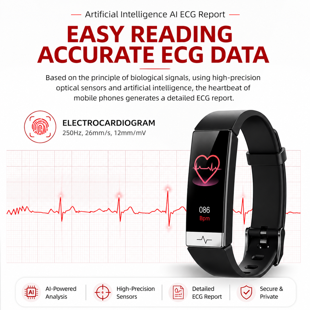 Premium Smart Fitness Tracker ECG HRV Analysis Heart Rate Monitor IP68 Waterproof Smartwatch Sleep Activity Tracker for Android iOS Devices