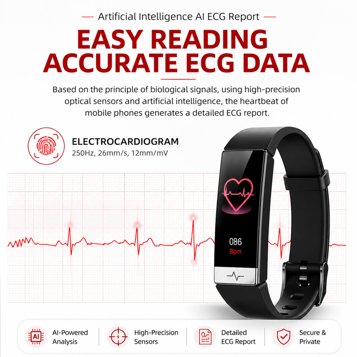 Premium Smart Fitness Tracker ECG HRV Analysis Heart Rate Monitor IP68 Waterproof Smartwatch Sleep Activity Tracker for Android iOS Devices