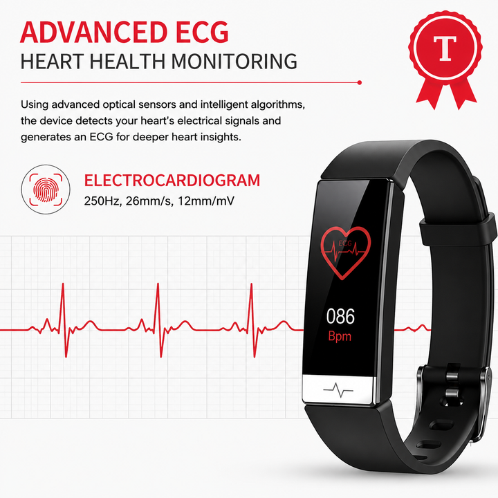 Premium Smart Fitness Tracker ECG HRV Analysis Heart Rate Monitor IP68 Waterproof Smartwatch Sleep Activity Tracker for Android iOS Devices