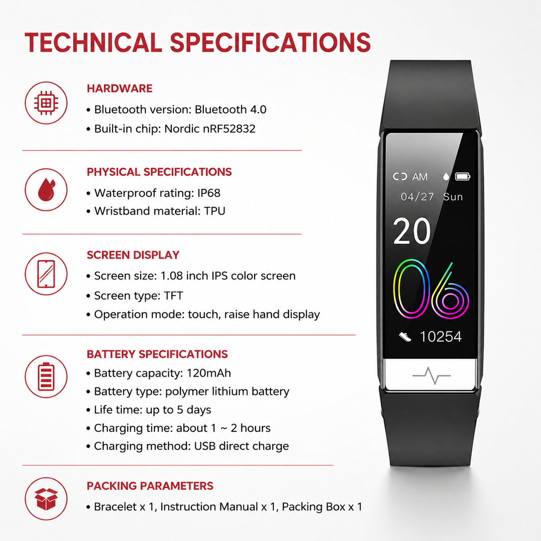 Premium Smart Fitness Tracker ECG HRV Analysis Heart Rate Monitor IP68 Waterproof Smartwatch Sleep Activity Tracker for Android iOS Devices