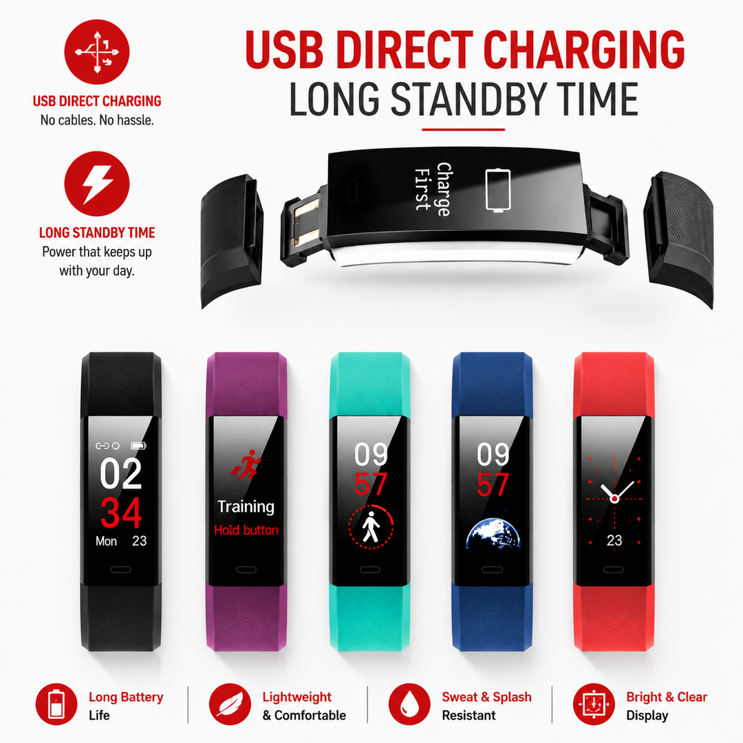 Premium Smart Fitness Tracker Heart Rate Blood Pressure Monitor Activity Sleep Tracker Bluetooth IPX7 Waterproof Call SMS Alert Wearable Watch