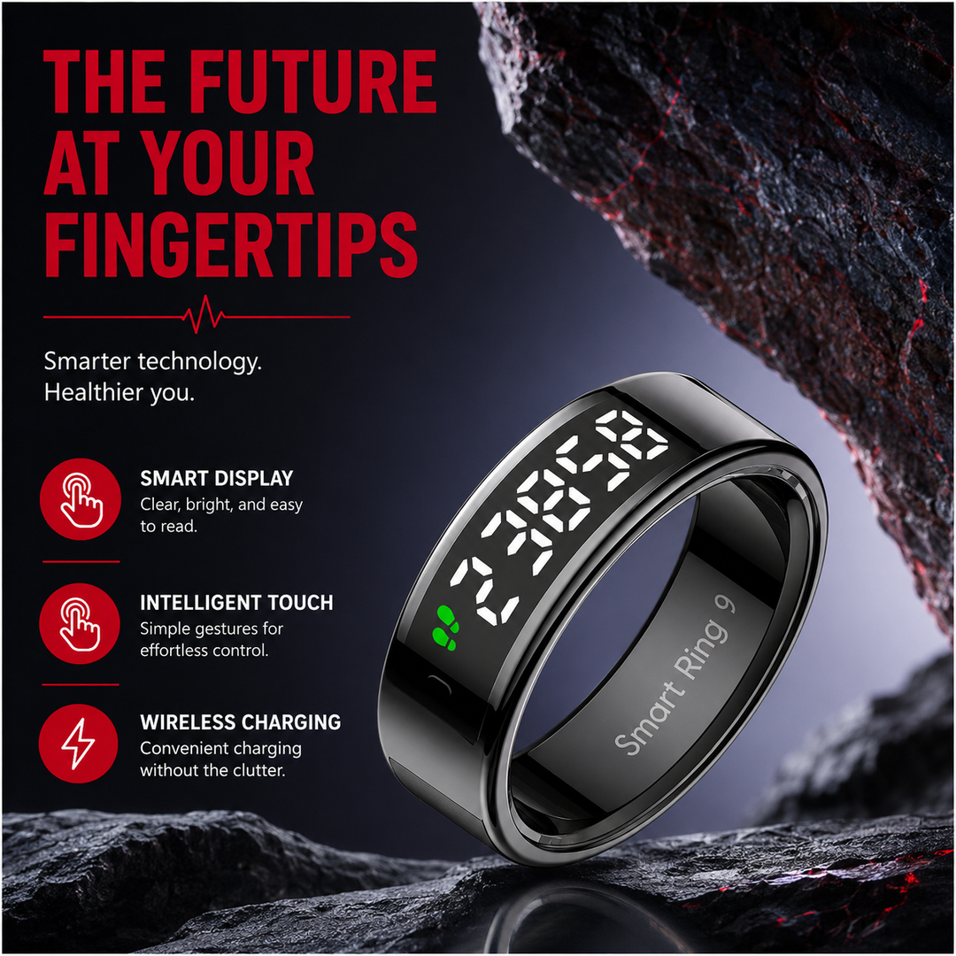 Premium Smart Health Ring Heart Rate SpO2 Sleep Stress Tracker OLED Display Fitness Ring 5ATM Waterproof Wireless Charging Activity Monitoring Ring