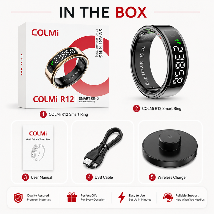 Premium Smart Health Ring Heart Rate SpO2 Sleep Stress Tracker OLED Display Fitness Ring 5ATM Waterproof Wireless Charging Activity Monitoring Ring