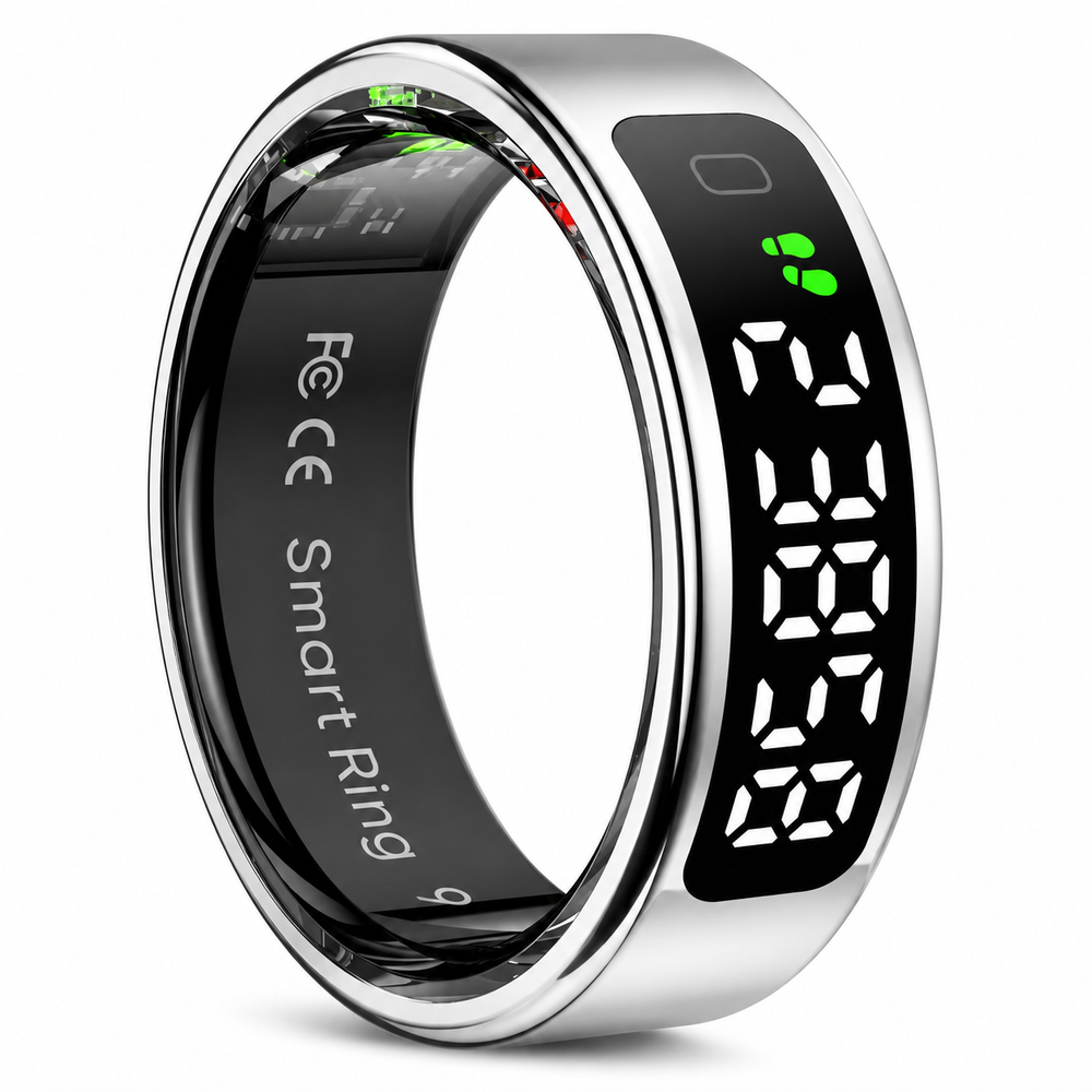 Premium Smart Health Ring Heart Rate SpO2 Sleep Stress Tracker OLED Display Fitness Ring 5ATM Waterproof Wireless Charging Activity Monitoring Ring