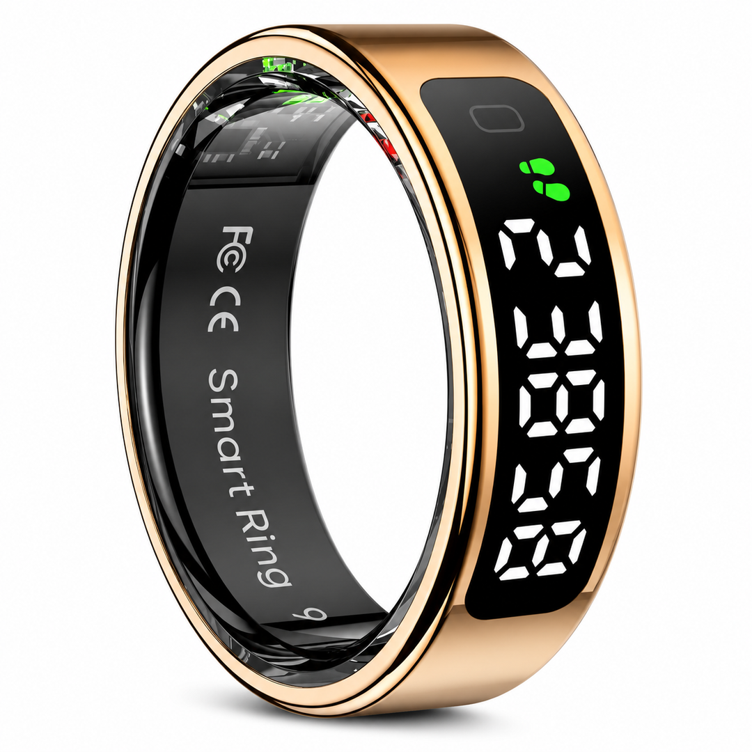 Premium Smart Health Ring Heart Rate SpO2 Sleep Stress Tracker OLED Display Fitness Ring 5ATM Waterproof Wireless Charging Activity Monitoring Ring