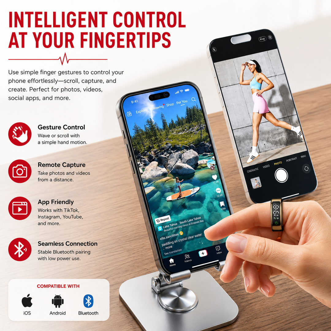 Premium Smart Health Ring Heart Rate SpO2 Sleep Stress Tracker OLED Display Fitness Ring 5ATM Waterproof Wireless Charging Activity Monitoring Ring