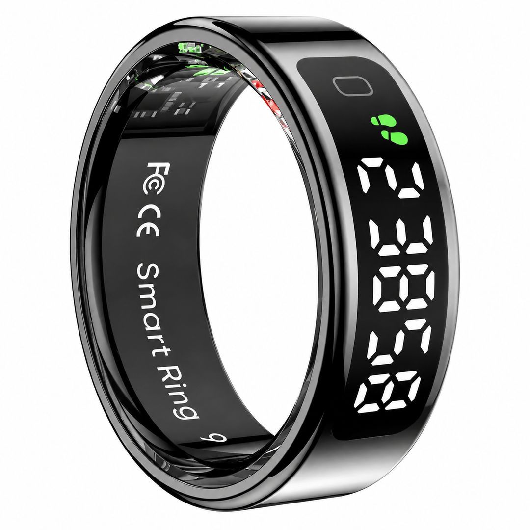 Premium Smart Health Ring Heart Rate SpO2 Sleep Stress Tracker OLED Display Fitness Ring 5ATM Waterproof Wireless Charging Activity Monitoring Ring
