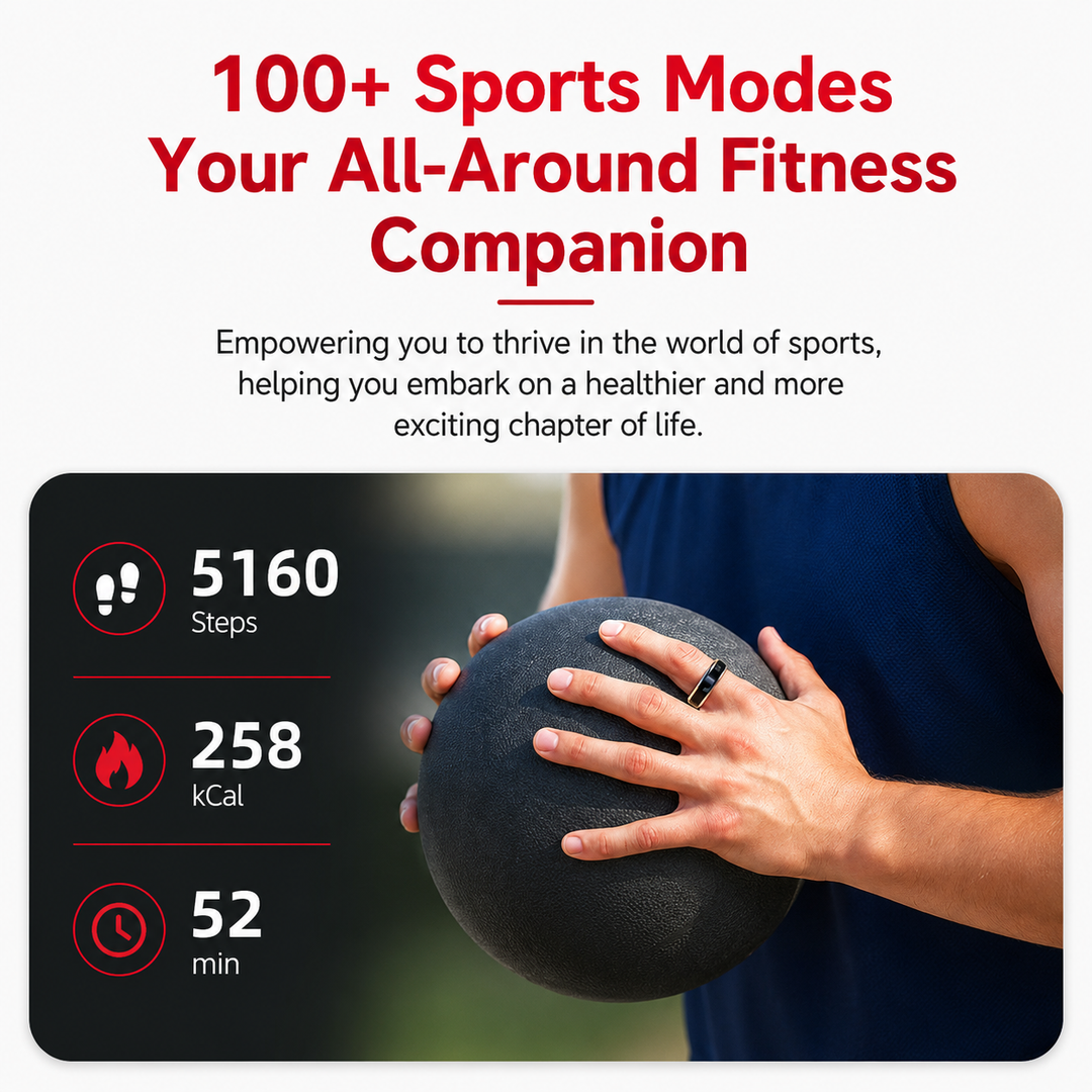 Premium Smart Health Tracking Ring Spinner Anxiety Relief Heart Rate Sleep Monitor 60 Day Battery App Sync Magnetic Charging Case Wellness Ring